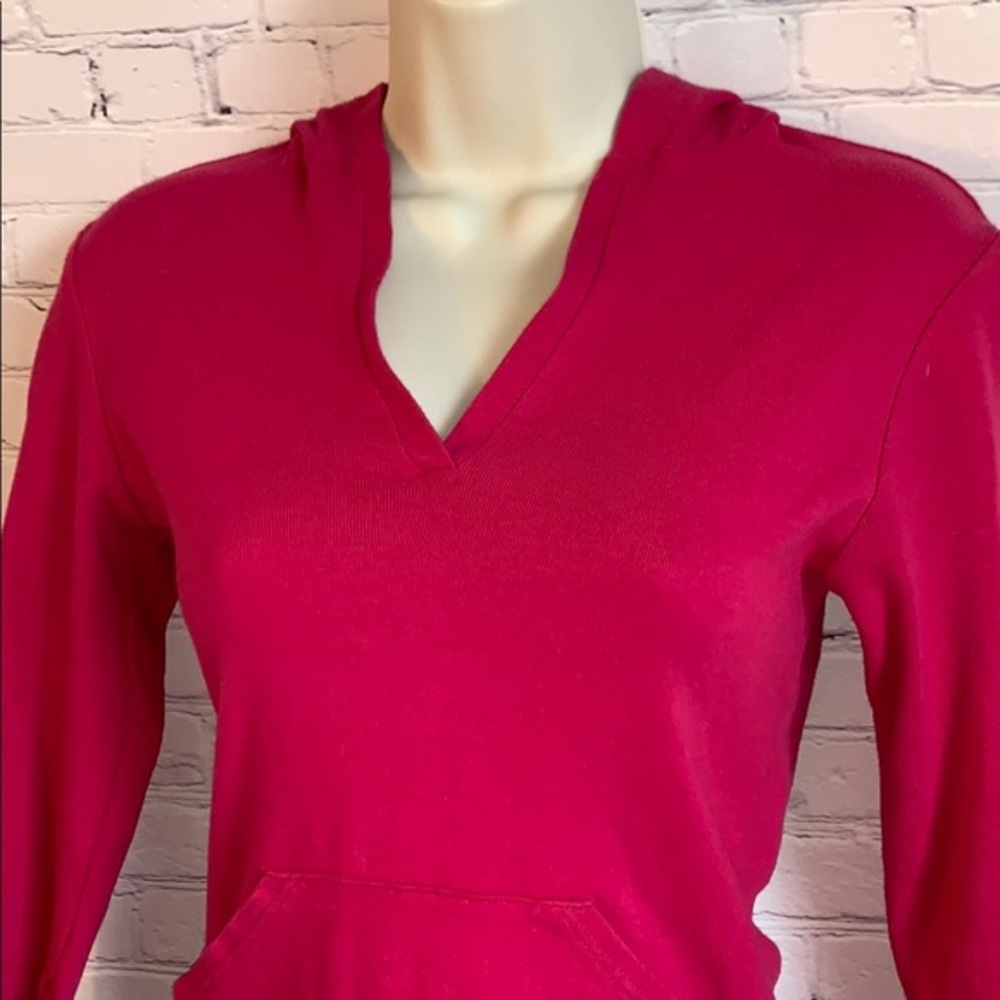 The Limited Hooded Shirt size XS 3/4” sleeves Barbie Pink V neck 100% Cotton - Picture 4 of 8